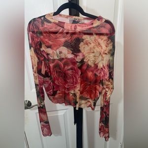 Floral print sheer top